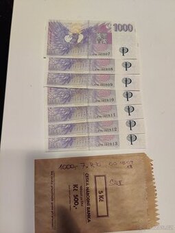 1000  R90 s přítiskem 30. výročí ČNB 7x