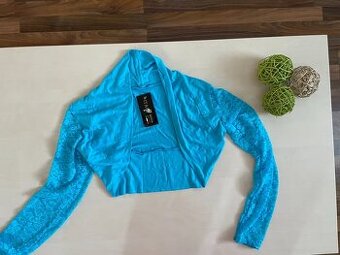 Nové modré bolerko s krajkou, vel uni XS/M, Italia Moda