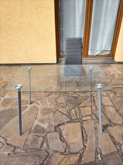 Skleněný jídelní stůl+4židle