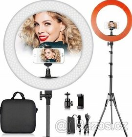 Stmívatelná prstenová fotografická LED lampa se stativem.