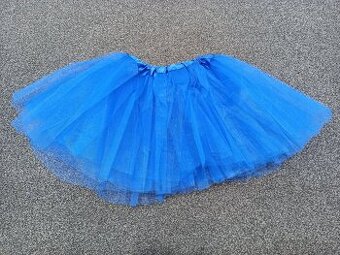Tylová tutu sukně, délka 30 cm, cca 3-6 let, tmavě modrá