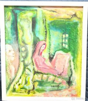 Prodám originální malbu „Čekání“, signováno Šmíd