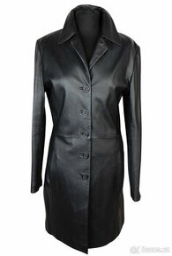 Kožený měkký dámský černý kabát GINA MARIOLANO v. S - 1