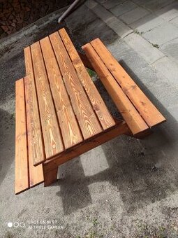 Zahradní dřevěný set stůl + lavice
