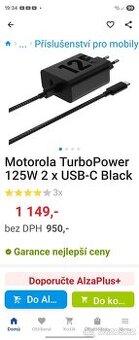 ORIGINÁLNÍ RYCHLONABÍJEČKA MOTOROLA 125W POWER DELIVERY 3.0