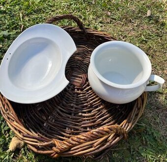 Retro balíček porcelánu – nočník LD Loket + lavor SD Slavkov