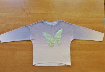 Zateplená mikina s flitrovým motýlem zn. Takko 128-134 NOVÁ