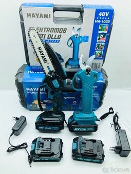 2v1 Aku nůžky + Aku pila + 4x baterie a příslušenství