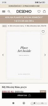 Dřevěný rám na obraz 50x70, bílá, plexi