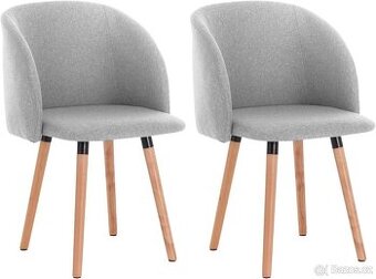 Sada 2 Jídelní židle Kuchyňská židle Čalouněný lněný sedák