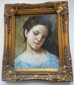 Obraz dívky - olej v rámu
