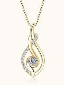 Zlatý náhrdelník srdce s diamantem moissanitem 0,3 ct