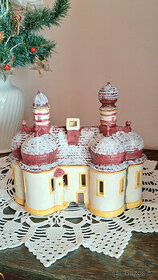 Dekorace, domeček, palác na svíčku, keramika - 1