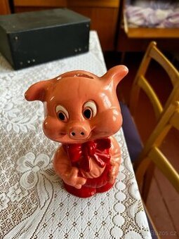 Stará soška prasátka - kasička na mince - 1