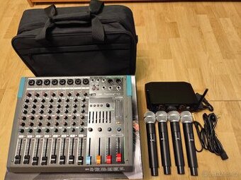 Prodám mixpult 8 Channel+4ks bezdrátové UHF mikrofony