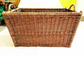 Vintage -proutěný koš na prádlo - velký