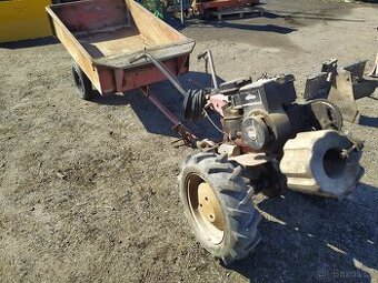 Motokultivátor Mountfield 5hp, přívěs, pluh, brána