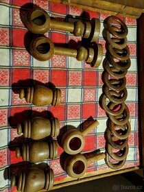 dřevěné kroužky n na záclony+ držáky na tyč