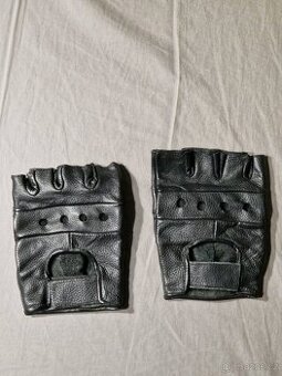 Kožené rukavice bezprsté, černé