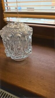 Krásné skleněné retro stínidlo k lustru- Kamenický Šenov