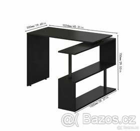 Otočný černý PC stolek - 50x102x75x100cm - 2 ks - NOVÉ