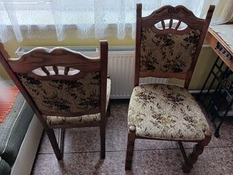 Židle masivní rustikální s gobelínovým potahem