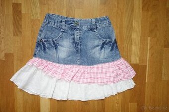 Dívčí riflová sukně s kanýry vel.128/134