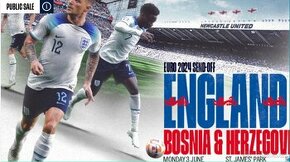 Anglie - Bosna 3.6. St.James Park Newcastle (2 lístky)