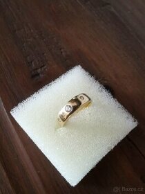 3. Zlatý prstýnek prsten zlato 14K zirkony - 1