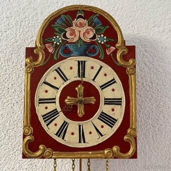 Selské hodiny dřevěné ručně malované funkční bicí