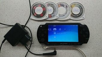 PSP + 4 hry + příslušenství