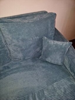 Rozkládací sedačka 2‑místná, manšestr, jako nová-Praha 3