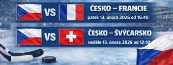 Hokej Česko vs. Francie a Česko vs. Švýcarsko ZOH 2026