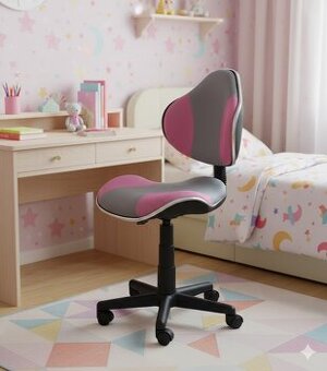 Dětská otočná židle FLASH šedá/růžová