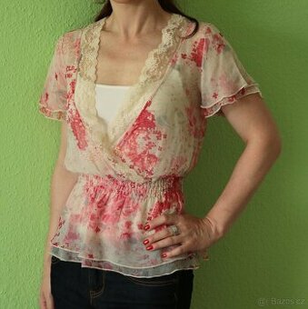 Kvítková halenka Noa Noa vel. S - pravé hedvábí