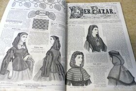 Bazar, módní časopis, svázaný ročník 1865, stará móda