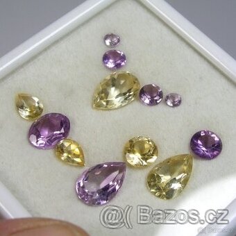Citrín + Ametyst- SADA - 14,66 ct.