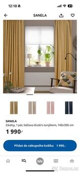 Závěsy 1 pár SANELA IKEA béžovo žluté