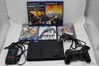 Herná konzola - Sony PlayStation 2 Slim SCPH-77004 + 5 hier