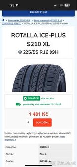 Zimní pneu 225/55/16