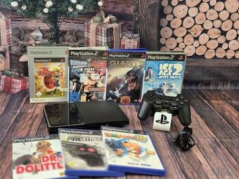 Sony PlayStation 2 Slim PS2 1 ovládač, karta, 7 hier
