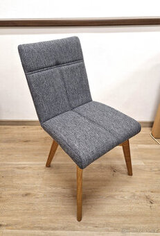 Nová židle šedé polstrování + nohy masiv dub