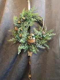 celoroční věnec na dveře s ptáčky
