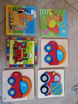 Dětské dřevěné puzzle – set 6 ks