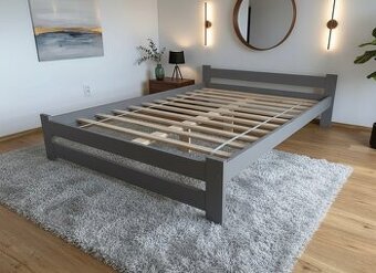 Nová postel MASIV BOROVICE šeda 160x200cm + rošt