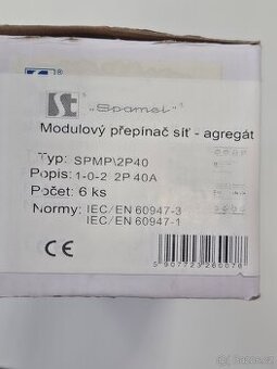Spamel Modulární přepínač síť-agregát 2 pólový SPMP\2P40