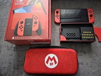Nintendo Switch Oled Mario Edition + SD karta + C. pouzdro