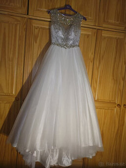 English Rose Bridal - svatební šaty bílé s kamínky S