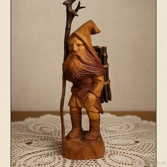 Ručně řezaná dřevěná figurka „Stařec z hor“ – Německo - 1