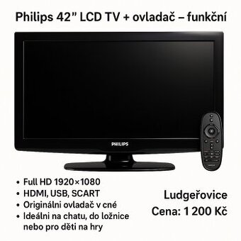 Philips 42" LCD TV 42PFL5405H/12 + originální ovladač